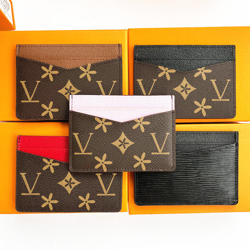 

3 credit card slot wallets M60703 card cover Man Mini wallet Coin Purses Women key pouch card holder Genuine Leather luxury Designer CardHolder Clutch bag small Purse, 2-mon0gram fuchsia