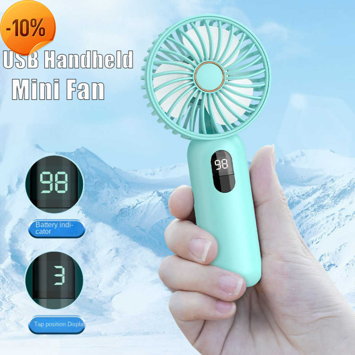 

New Digital Display Mini Fan USB 1200 Mah Handheld Cute Small Electric Fan Portable Student Cooling Device Pocket Outdoor Hand fan