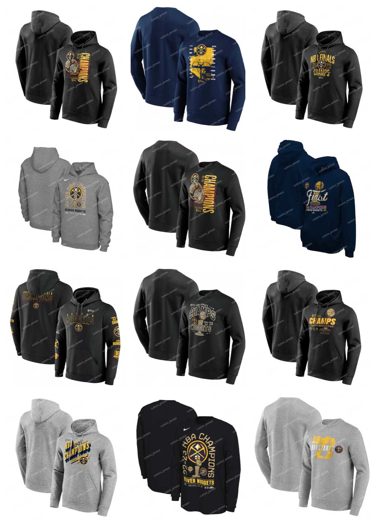 

Denver''Nuggets''Top Men Women Youth 2023 Finals''NBA''Basketball Pullover Black Gray Hoodie, #4
