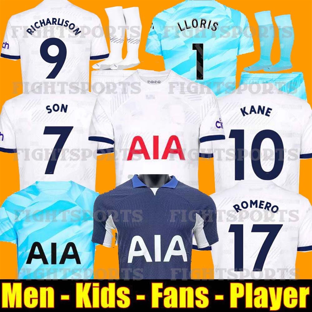 

KANE SON 23 24 Soccer Jerseys KULUSEVSKI RICHARLISON PERISIC PEDRO PORRO DANJUMA ROMERO Tottenham Football kit shirt SPURS top Men kids set unifomrs white jersey, 23 24 away patch