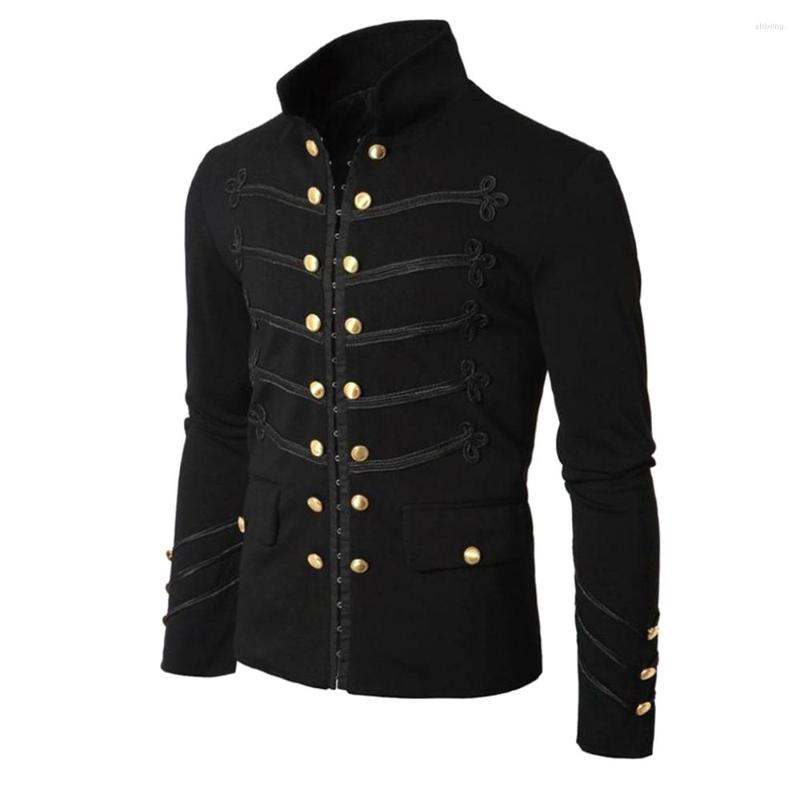 

Men's Jackets Vintage Gothic Coat Punk Collar Retro Men's Rock Men Stand Clothing Medieval Frock Military Jacket Steampunk, Blue jacket