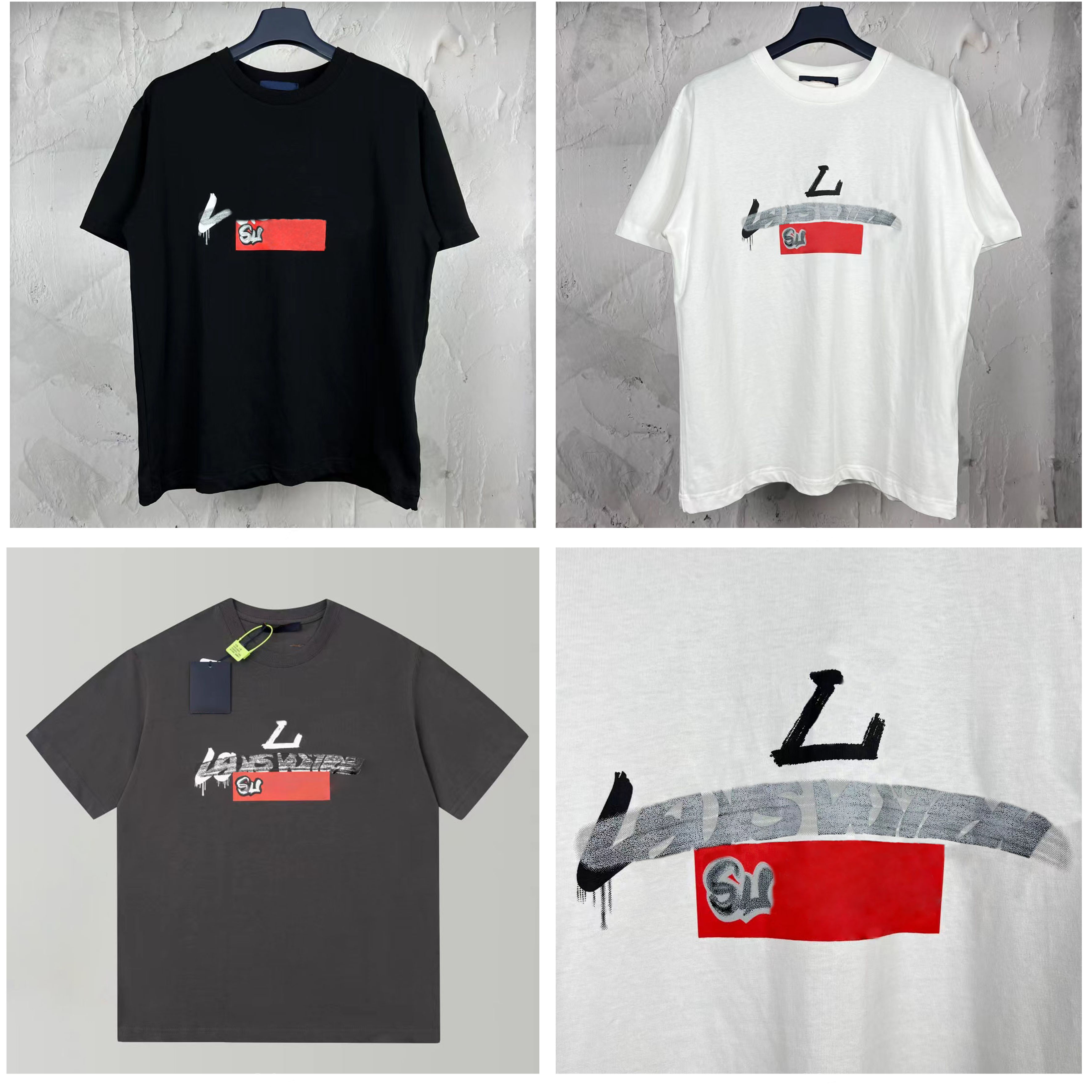 

Mens Womens Designer T shirts Printed Fashion man T-shirt Top Quality Cotton Casual Tees Short Sleeve Luxury Hip Hop Streetwear TShirts XS-L, Black