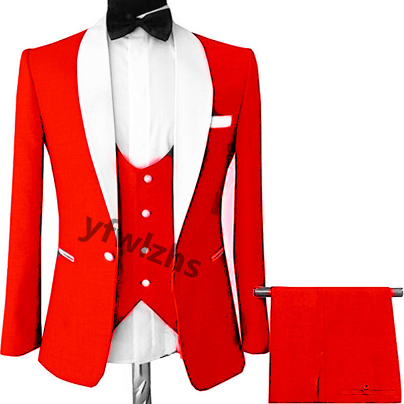 

Groom Tuxedos One Button Groomsmen Shawl Lapel Men Suits Wedding/Prom Best Man Jacket Pants Vest Tie 0012111, Same as image