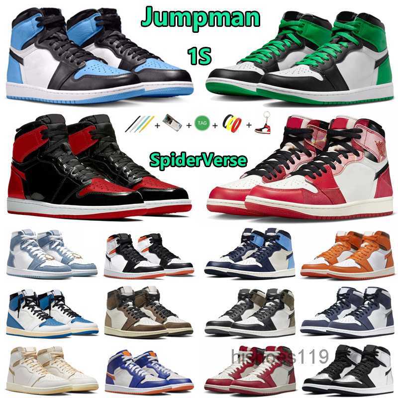 

Jumpman 1 1s mens basketball shoes OG skyline lucky green Chicago Lost Found SE space jam ice university blue bred royal patent Dark Mocha starfish Womens Sneakers, Color#26