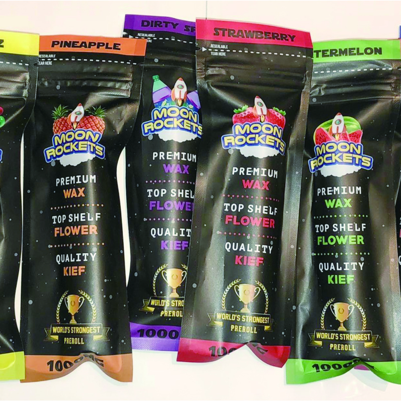 

Moon Rockets Preroll bags pre roll package tube original og watermelon 1000MG joints packaging