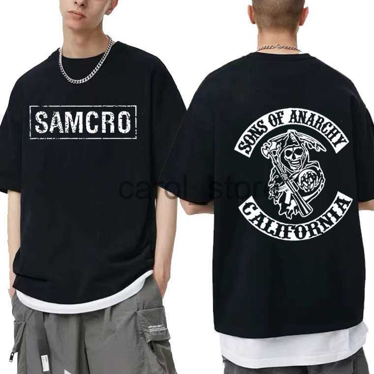 

Men' T-Shirts Sons of Anarchy SAMCRO Double Sided Print Tshirt Men Womnen Fashion Hip Hop Rock Tees Short Sleeve Summer Cotton T Shirts Tops J230614, Red