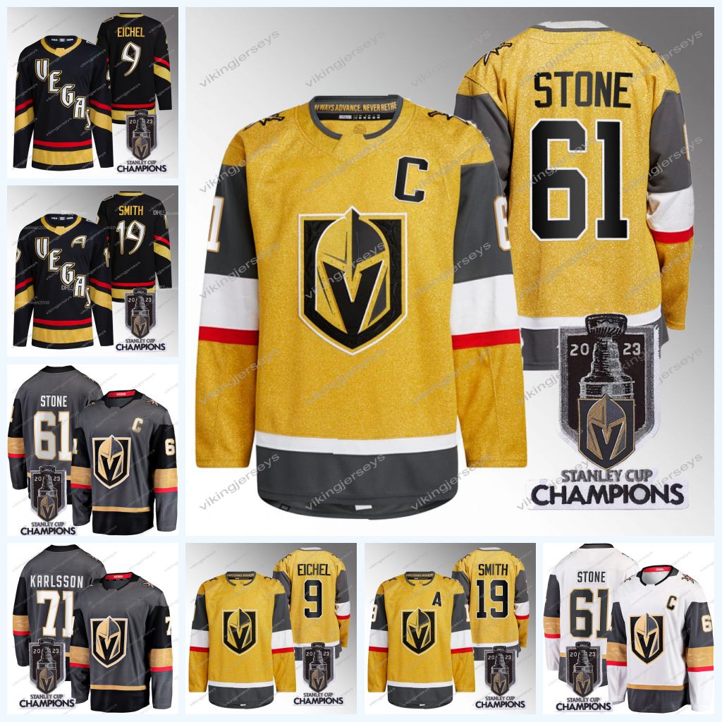 

Vegas Golden Knights 2023 Stanley Cup Champions Jersey Mark Stone Nicolas Hague Jonathan Marchessault Jack Eichel Adin Hill William Karlsson Reilly Smith Carrier, White1