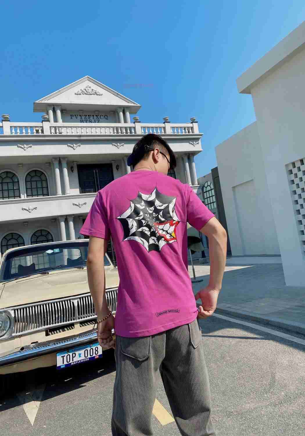 

CH Fashion clothing Designer Tees Luxury Casual Tshirt 2023ss Heart High Weight Cro Mattyboy Graffiti Spider Web Hoodie Short Sleeve Cotton T-Shirt Tops Chromes, Purple