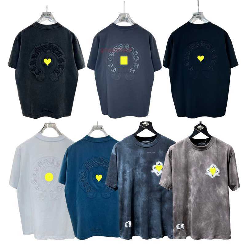 

Summer Mens T-Shirts Women Designers Loose Tees chrome Brands heart shirts Mans Casual Shirt Luxurys Clothing Street Shorts Sleeve Chromees heart tshirt