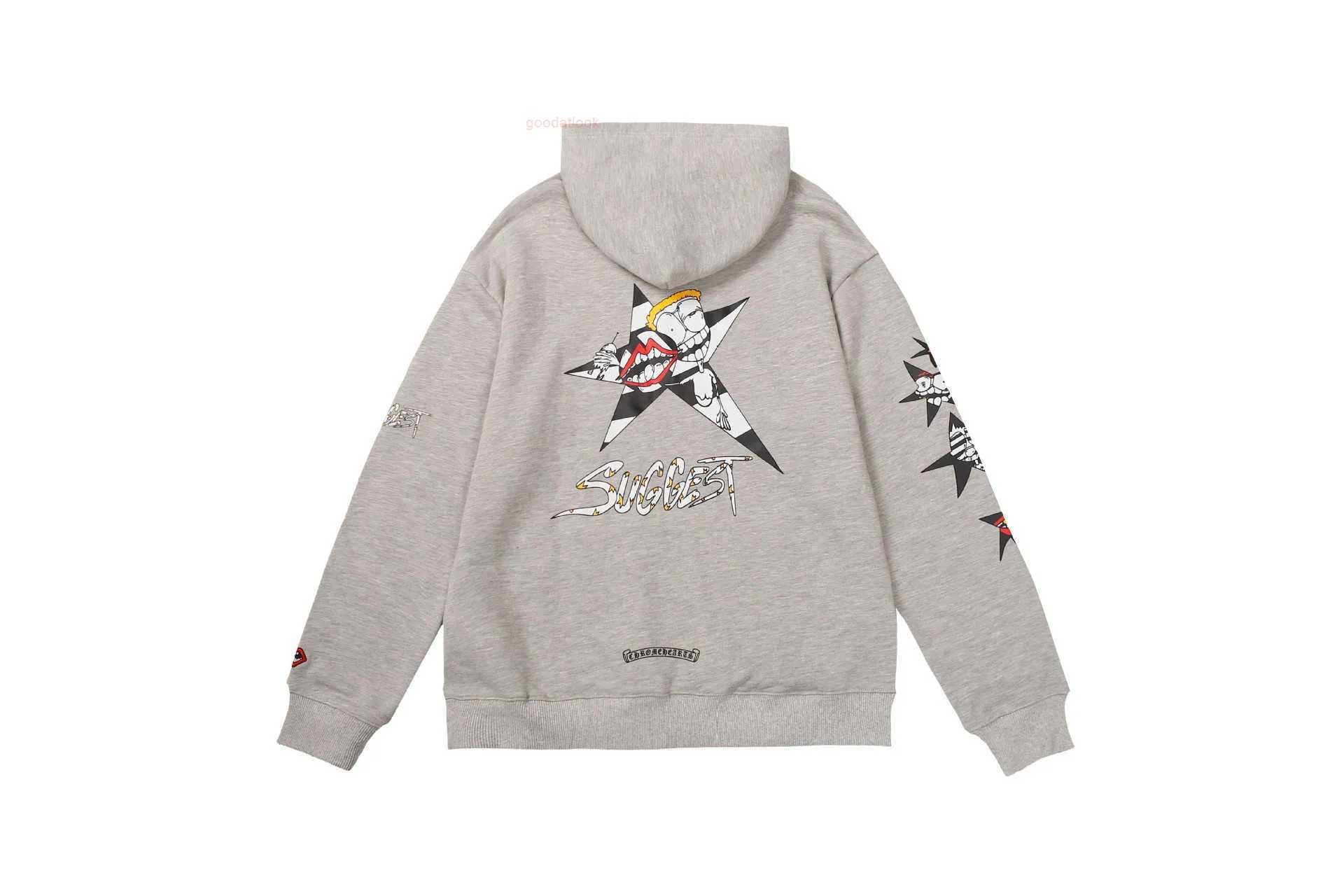 

CH Designer Clothing Men's Sweatshirts Luxury Casual Hoodie Heart 2022ss new grey hooded ins print graffiti cross KrO Sanskrit fashion brand sweater Chromes, Shipping fee