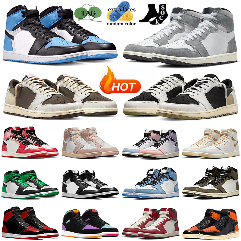 

Jumpman 1 high basketball shoes 1s designer sneakers low Olive Reverse Mocha Black Phantom Lost and Found UNC Washed Heritage Pink men women outdoor sports trainers, University blue