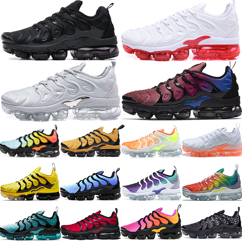 NIKE Air Max Tn Chaussures pour hommes Tn plus Triple Blanc Blanc Blanc Parachute métallisé Gradiente Rouge Psychique Blue Sneakers Mâle Sneakers