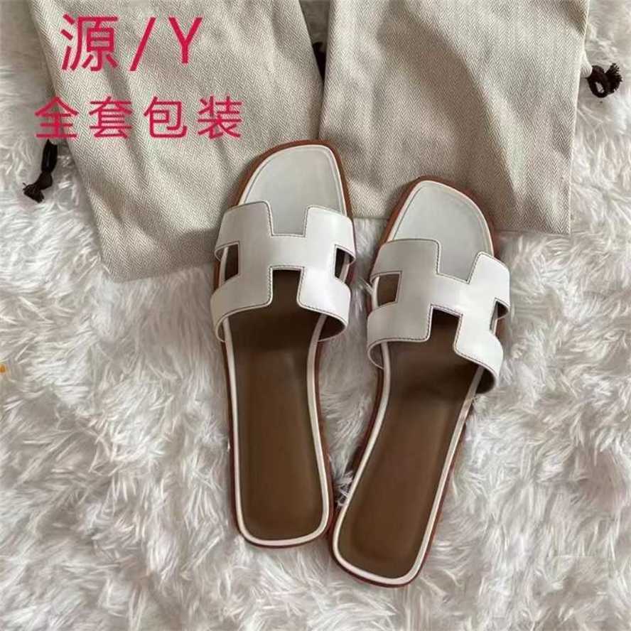 

Herm Oran Paris Slippers Womens Igh Edition Genuine Leather Springsummer New Outwear Leisure Oliday Beach Slide Versatile Women