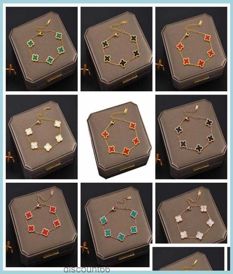 

Charm Bracelets Classic Design Colorf Clover Bracelet 18k Rose Gold Stainless Steel Jewelry for Women Drop Delivery 2022 Bra6706626HBX9