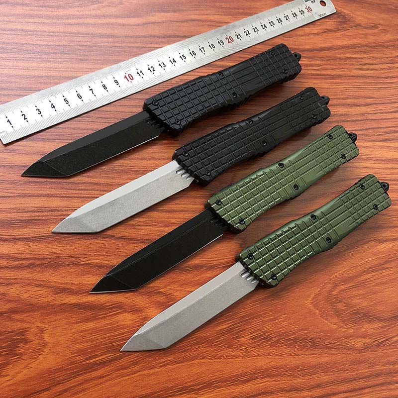 

New US Italian Style Stiletto Mafia Combat Dragon Hound Automatic Knife D2 Blade CNC Aluminum Handle Outdoor Self Defense Hunting Rescue Auto Knives UT85 UT88 BM 3300