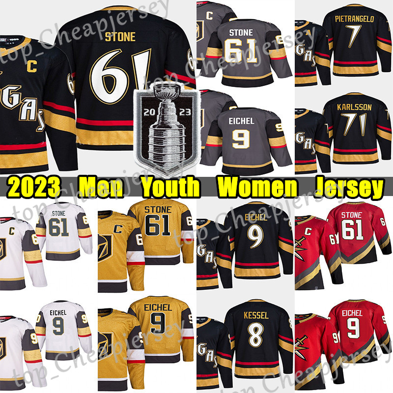 

2023 Stanley Cup Final #61 Mark Stone Reverse Retro hockey jersey #81 Jonathan Marchessault #9 Jack Eichel Kessel Alex Pietrangelo William Karlsson Adin Hill jerseys, Black men