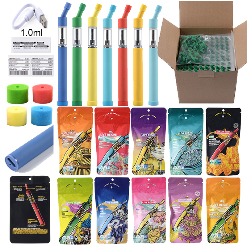 

J 10 Flavors Colorful Disposable Vape Pen Vape Empty 1.0ml Live Resign Rechargeable 1ml Device Pods 180mAh Battery Start Kits Micro USB Charger E Cigarettes