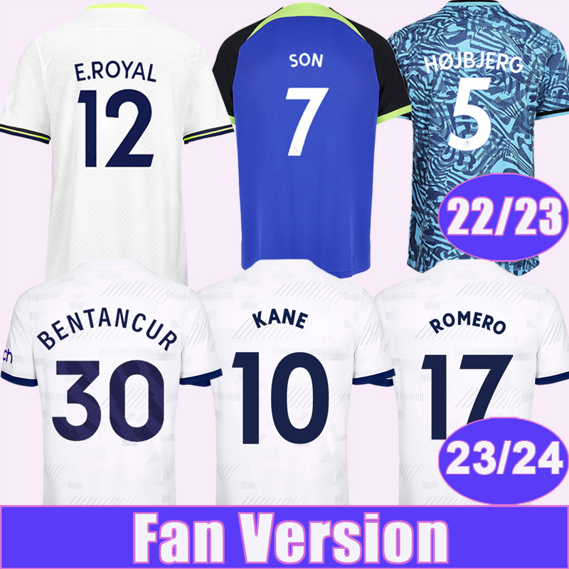 

2023 24 SANCHEZ SON Mens Soccer Jerseys 22 23 HOJBJERG BENTANCUR KULUSEVSKI ROMERO E. ROYAI Home White Away Football Shirt KANE Short Sleeves Uniforms, Qm13910 23 24 home no patch