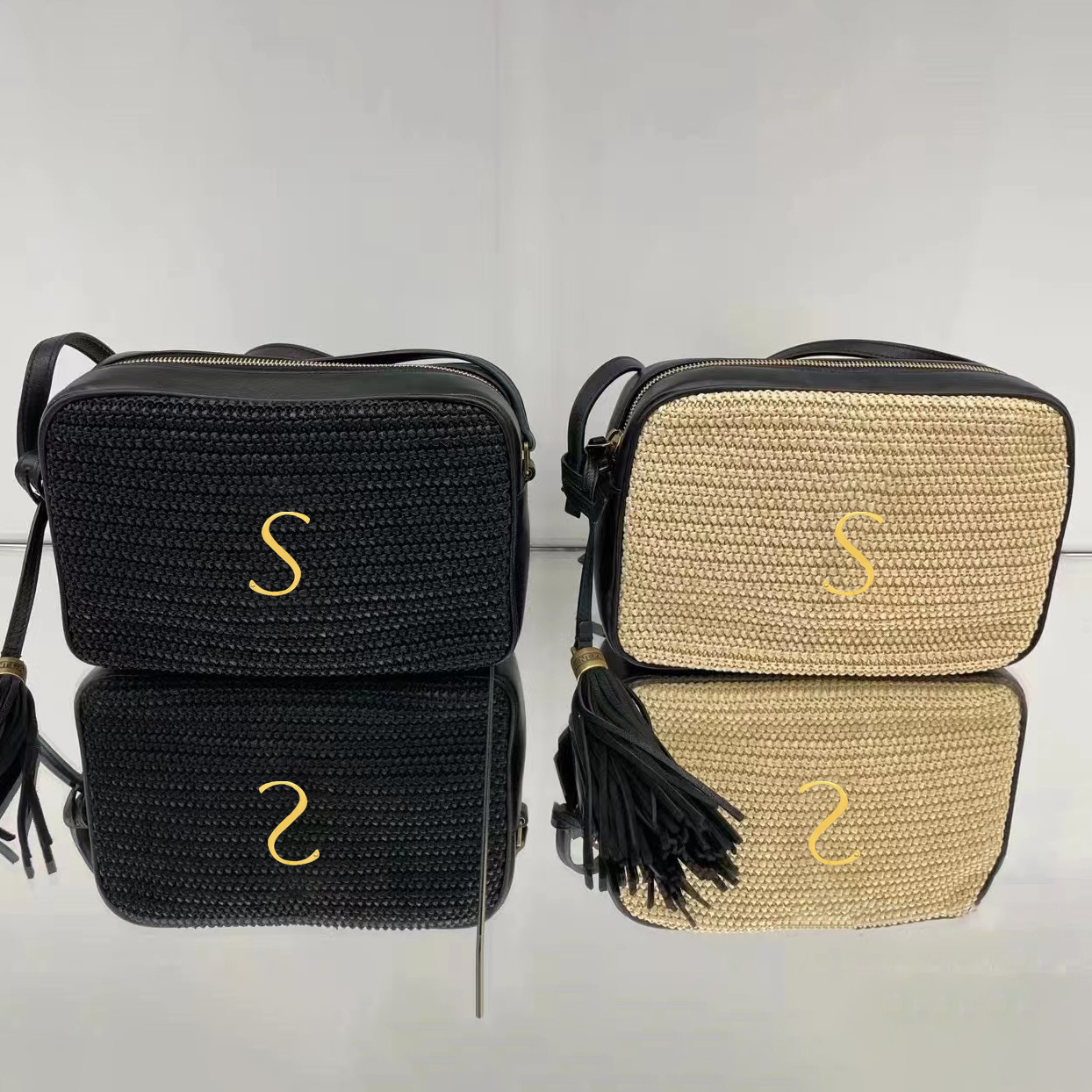 

luxurys Designer Vintage Raffias lou Shoulder bag Evening pochette Totes straw handbags travel Messenger Cross Body luxury Designer travel Womens mens Clutch Bags, Black gold