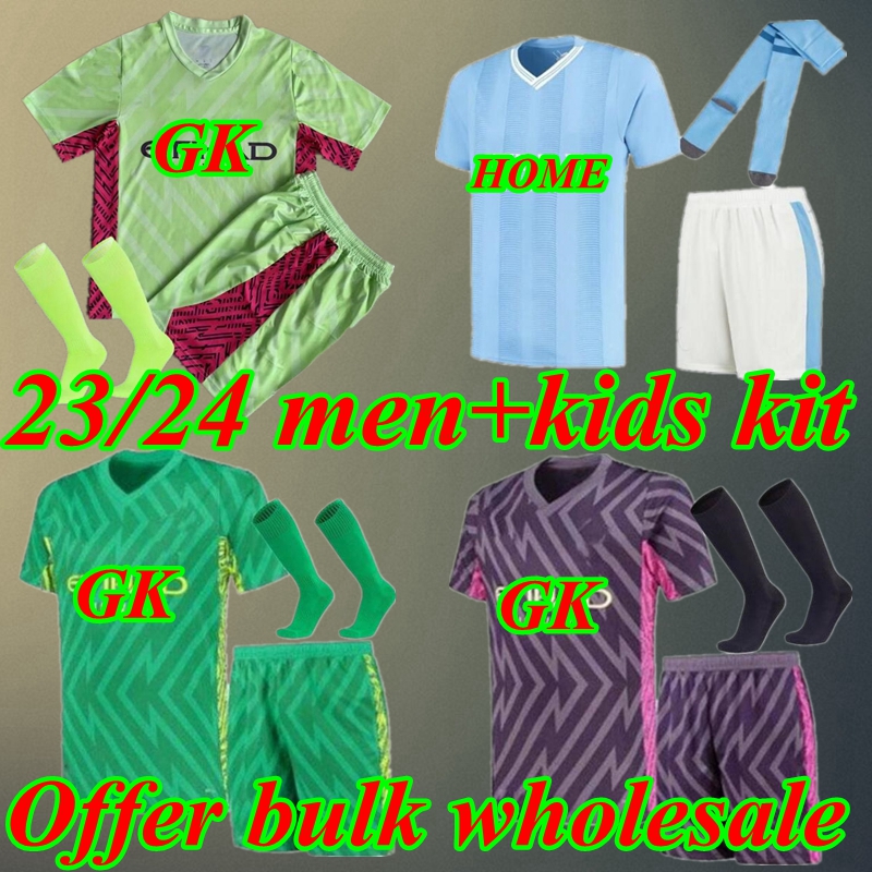 

22 23 24 HAALAND soccer jerseys GREALISH STERLING MANS CITIES MAHREZ fans version GK kit DE BRUYNE FODEN football shirt kids kit uniform green purple goalkeeper 888, 23 24 home