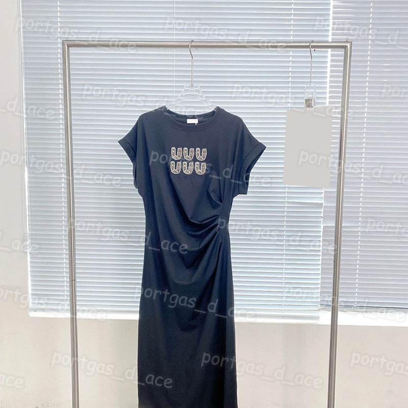 Lettre femmes tenue décontractée plissée t-shirt robes robe de Style de rue d'été