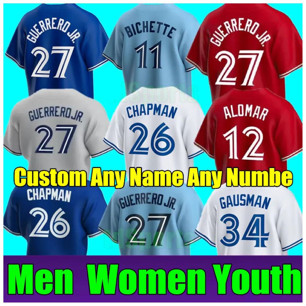 

Vladimir Guerrero Jr. Blue Jays Baseball Jersey Toronto Bo Bichette George Springer Cavan Biggio Danny Jansen Kevin Kiermaier Joe Carter Addison Barger Size S-5XL, Men size s-5xl