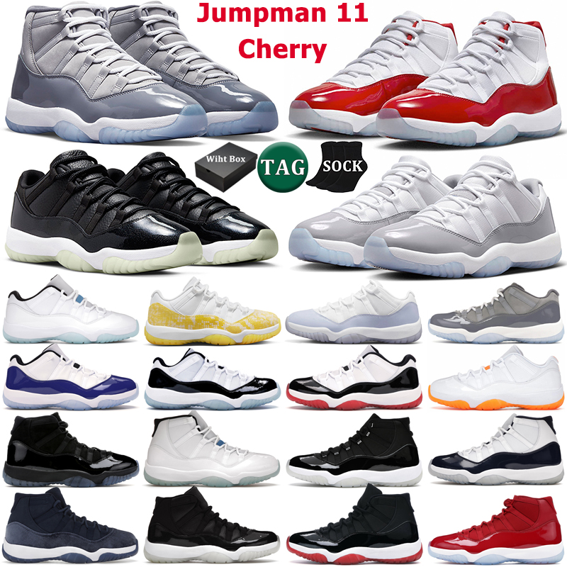 

With box jumpman 11 low basketball shoes men women 11s Cherry Cool Cement Grey Jubilee 25th Anniversary Bred Concord Yellow Snakeskin mens trainers sports sneakers, 14