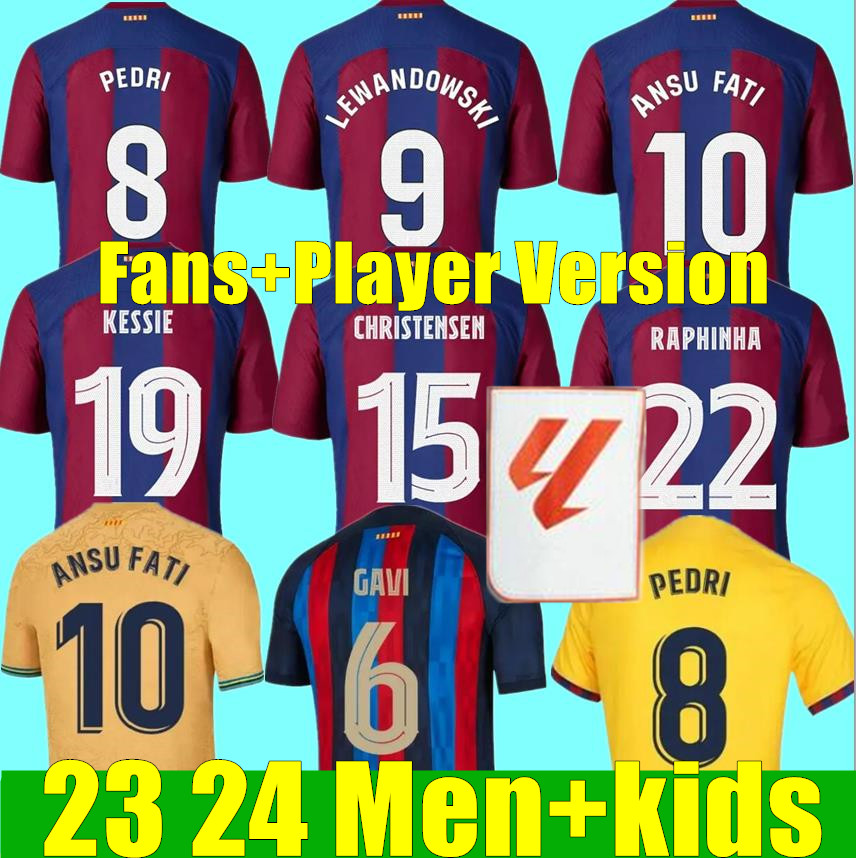 

23 24 PEDRI GAVI Soccer Jersey Barca LEWANDOWSKI FC FERRAN Camiseta De Futbol AUBA Barca RAPHINHA 2023 2024 ANSU FATI Football Shirt MEMPHIS Barcelona Kits Men Kids, 23/24 adult away+league patch