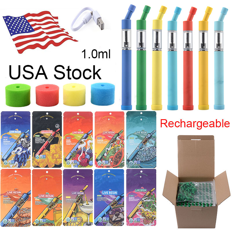

USA Warehouse JUICE Live Resin Rechargeable Disposable Vapes Pen E cigarettes 1.0ml Device Pods Kits empty Pod 180mah Vape Pens