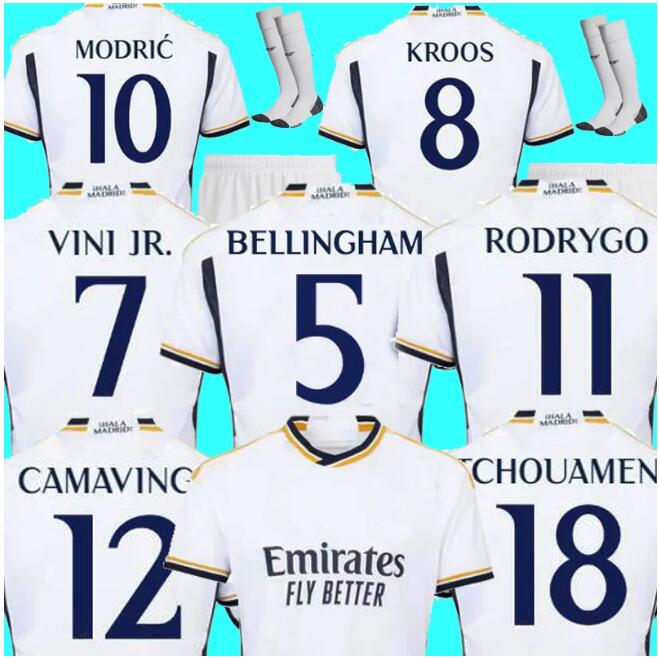 

2023 2024 soccer jerseys VINI JR. 22 23 24 Real Madrids CAMAVINGA ALABA MODRIC VALVERDE camiseta men and kids football shirt uniforms, 23/24 home