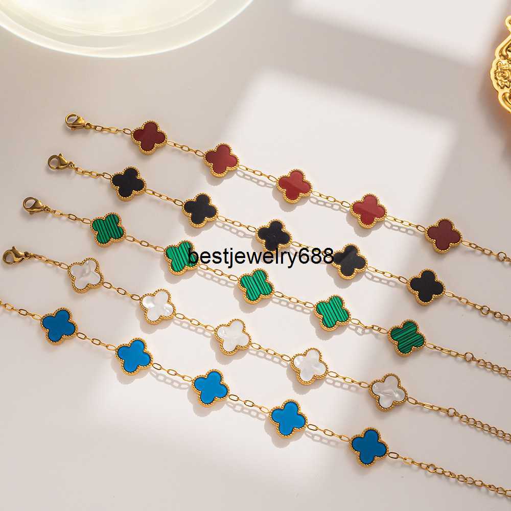 

Charm designer Bracelet Fashion Vintage 5 motifs Bracelets Clover Leaf Necklace Luxury Design Wedding Jewelry Van 4/four flower gifts