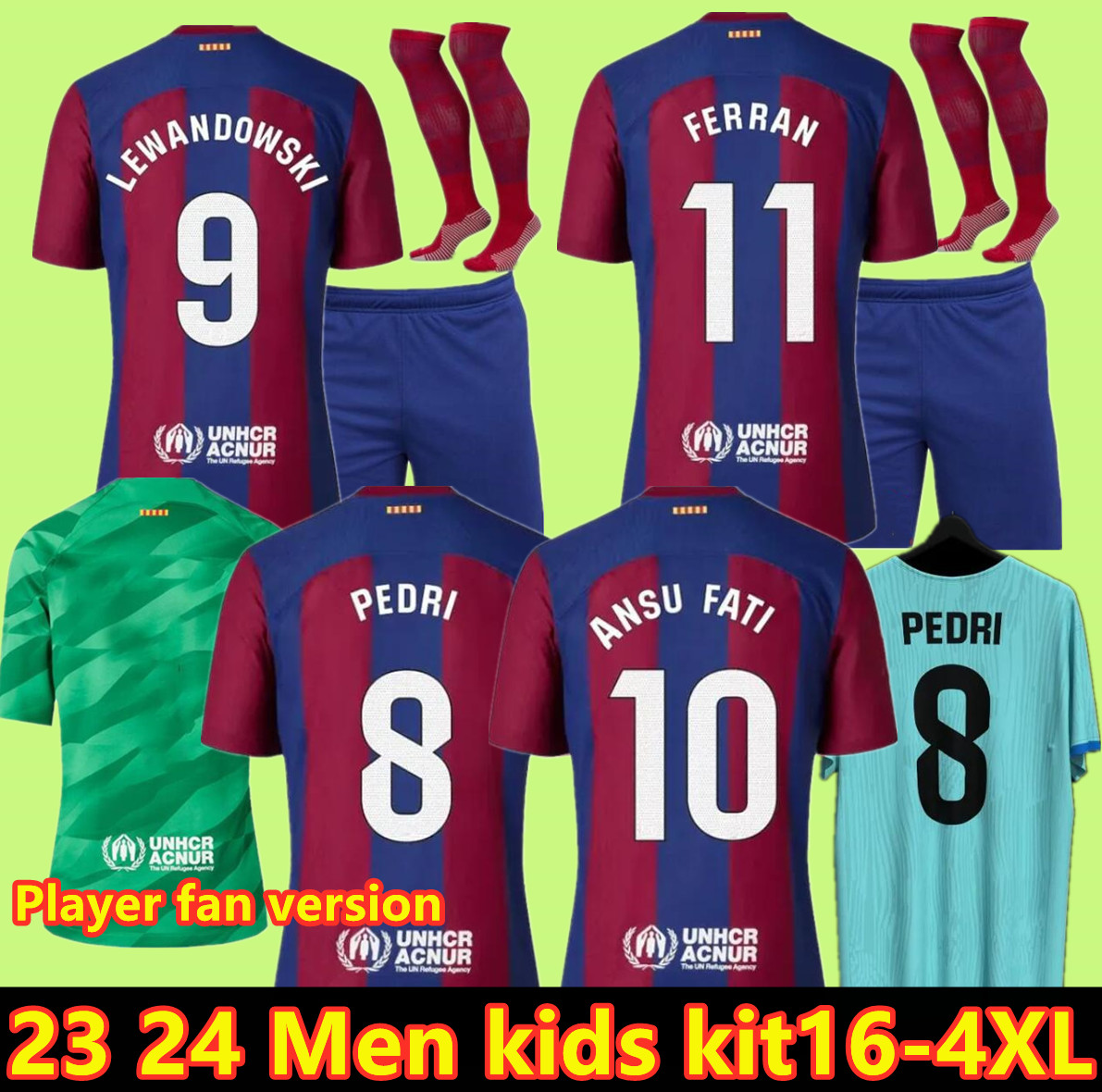 

22/23/24 LEWANDOWSKI ANSU FATI Soccer Jerseys 2023 FERRAN ADAMA PEDRI DEST GAVI BarcelonaS Rosalia Motomami maillots football shirt men kids kit uniform, Blue