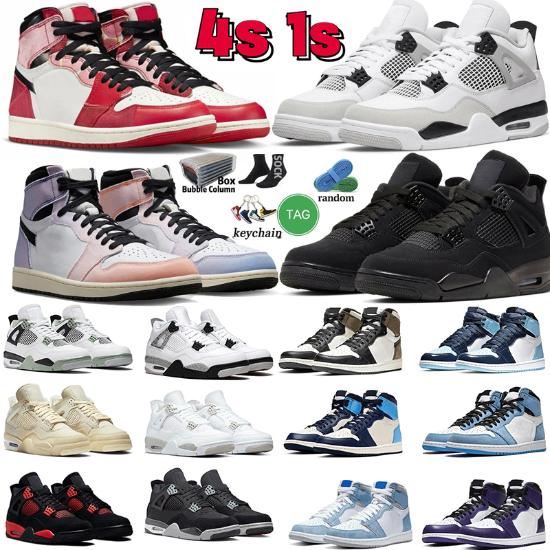 

Women Men Basketball Shoes Military Black Cat Canvas Red Cement White Oreo Bred1 1s Spider-Verse Skyline Dark Mocha University Blu True Blue Trainers Sport Sneakers, Color-10