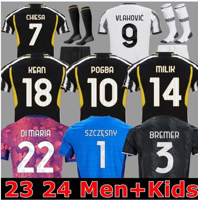 

VLAHOVIC POGBA juventus Soccer Jersey DYBALA CHIESA DI MARIA 2023 2024 bonucci Locatelli 22 23 24 MORATA McKENNIE MORATA KEAN CHIELLINI adults kids Player version