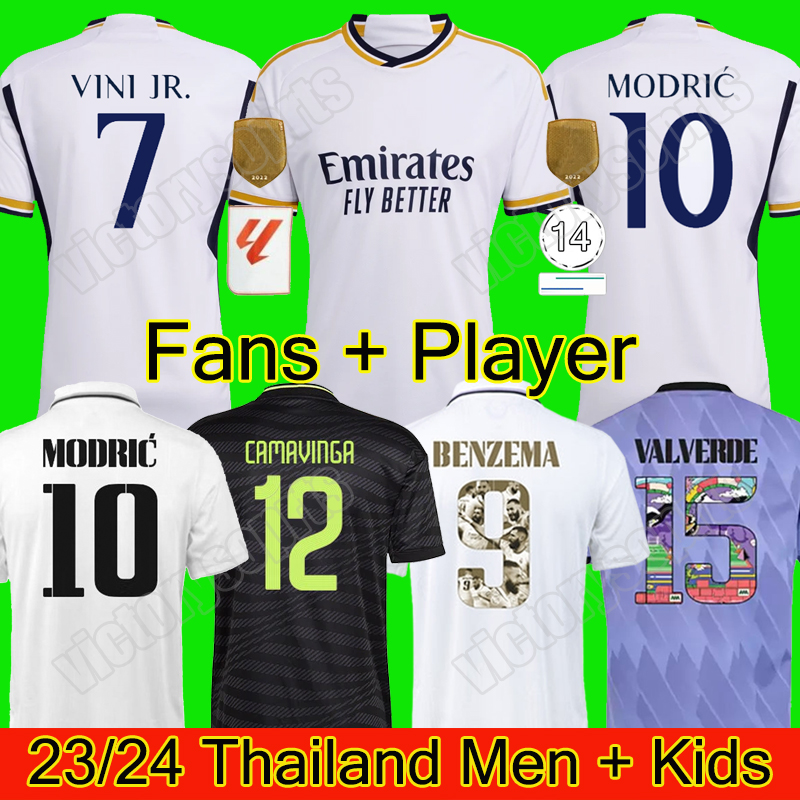 

2023 BENZEMA Finals soccer jerseys 23 24 football shirt VINI JR CAMAVINGA TCHOUAMENI REAL MADRIDS VALVERDE HAZARD ASENSIO MODRIC camiseta men kids kit 2023 uniforms, 2324 home + ucl