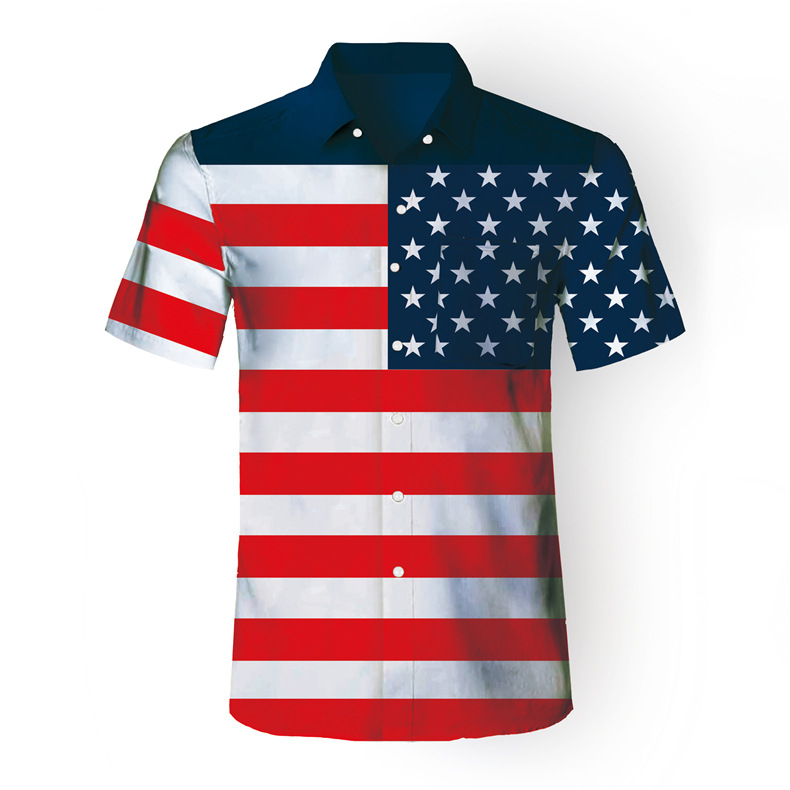

Independence Day Designer shirt mens shirt USA Flag Print Shirt Men New Short Sleeve Chemise Homme Casual Slim Fit Striped Flag Summer Mens 3D Shirts XXXL, 15