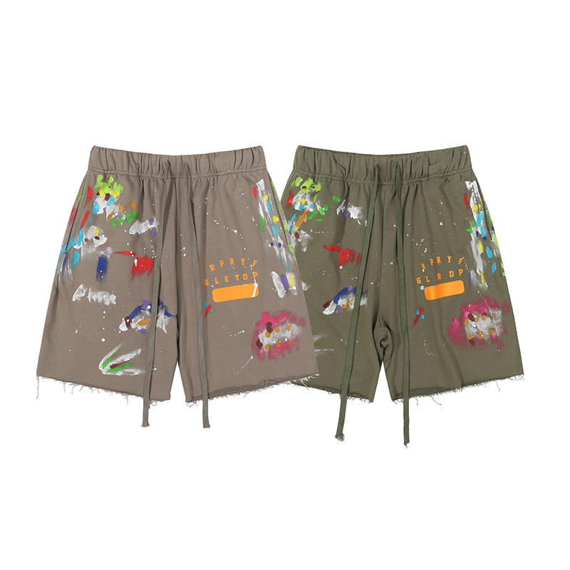 

2023 Summer Men' Designer Shorts Splash Ink Hand Painted Terry Casual Shorts Men' Sport Shorts Green, Gray Size -M-L-XL, 01