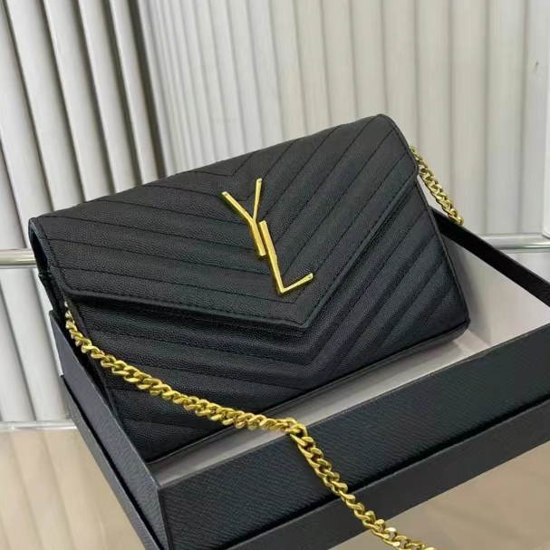

Designer bags handbag tote bag women cross body shoulder bag Y-Shaped Designer envelope messenger bag black calfskin classic diagonal stripes quilted chains, #6 23cm