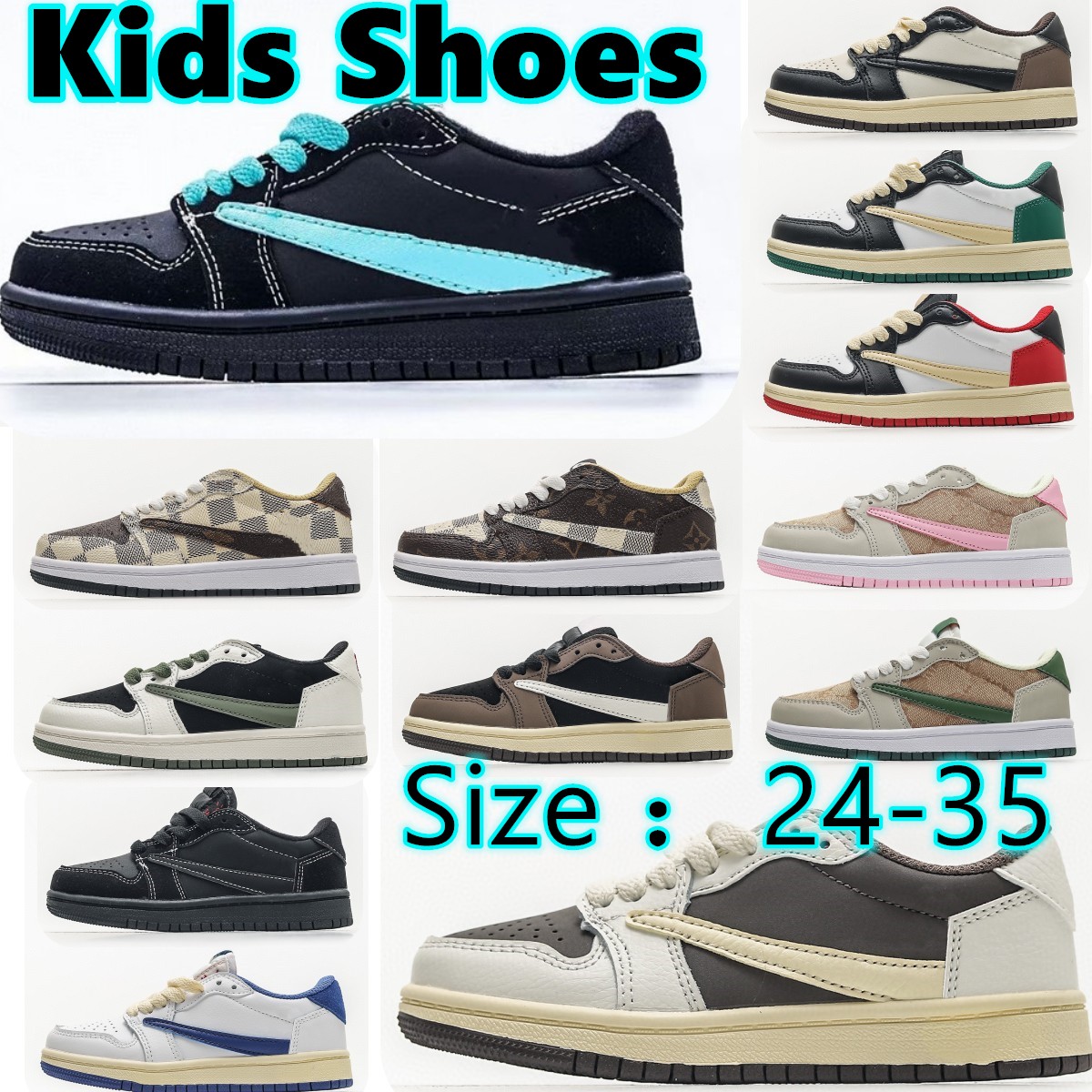 

Kids shoes Jumpman 1s 1 low toddlers boys Basketball sneakers designer Reverse Mocha Olive Black Phantom baby kid youth toddler infants trainers Athletic Shoe