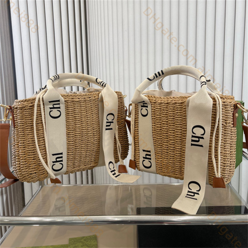 

Women's leisure totes Women Shopping Bag Shoulder Bag Handbag Beach Bag Bucket Bag Crossbody High Quality Straw Bag Vegetable Basket Bag tote bags, White ribbon