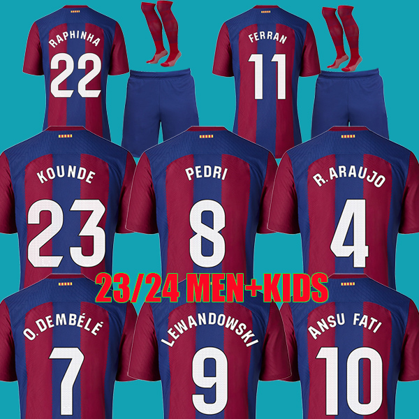 

soccer jersey Camisetas de football MEMPHIS PEDRI AUBA FERRAN 23 24 ANSU FATI 2023 2024 GAVI F. DE JONG barcelona DEST kit shirt men kids sets barca, Third kids