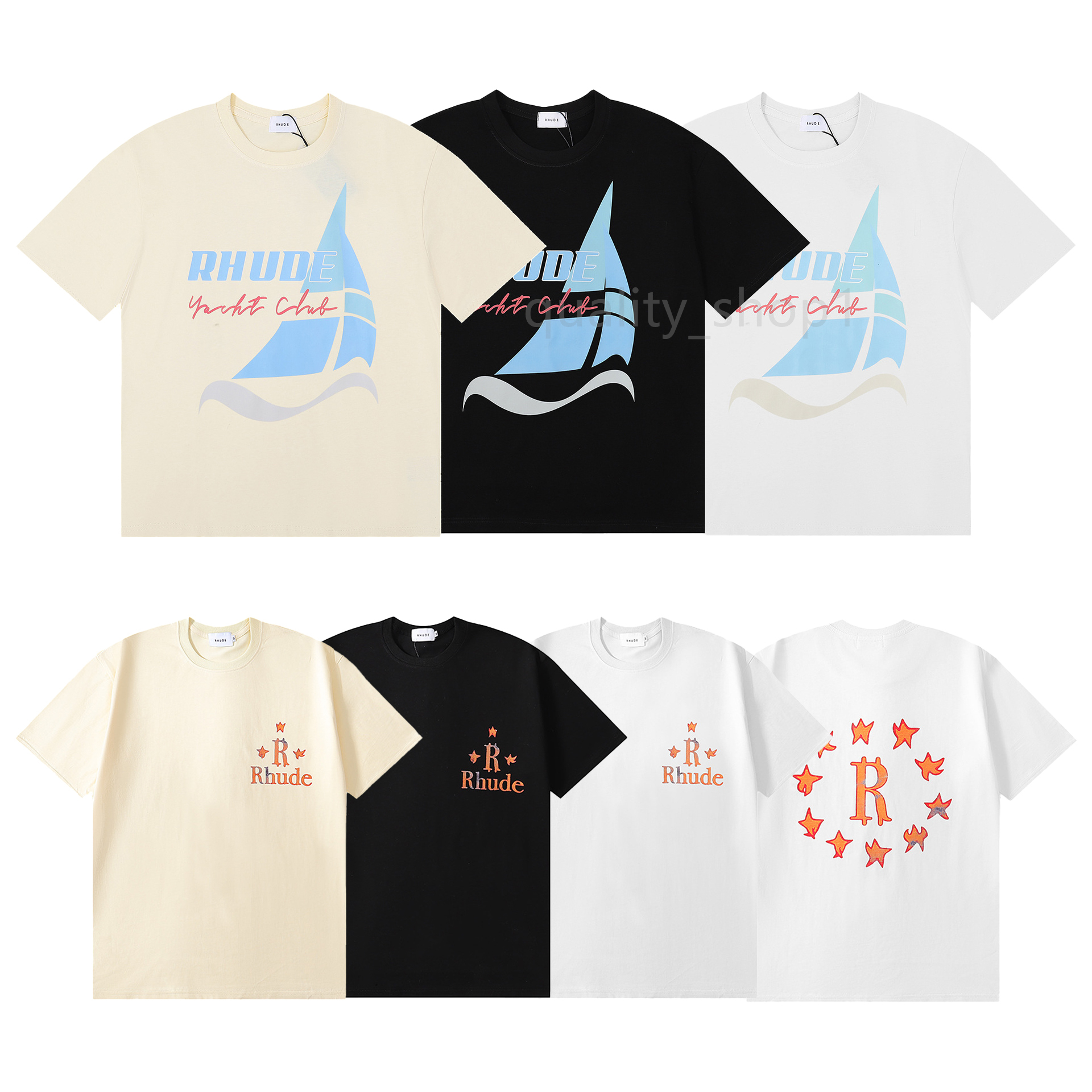 

23ss Designer Rhude Mens T Shirts Unisex Women Couple Fashion Loose Cotton Short Sleeve Letters Printed T-shirt Hip Hop Streetwear Tshirt Casual Heavy Fabric Top Tees