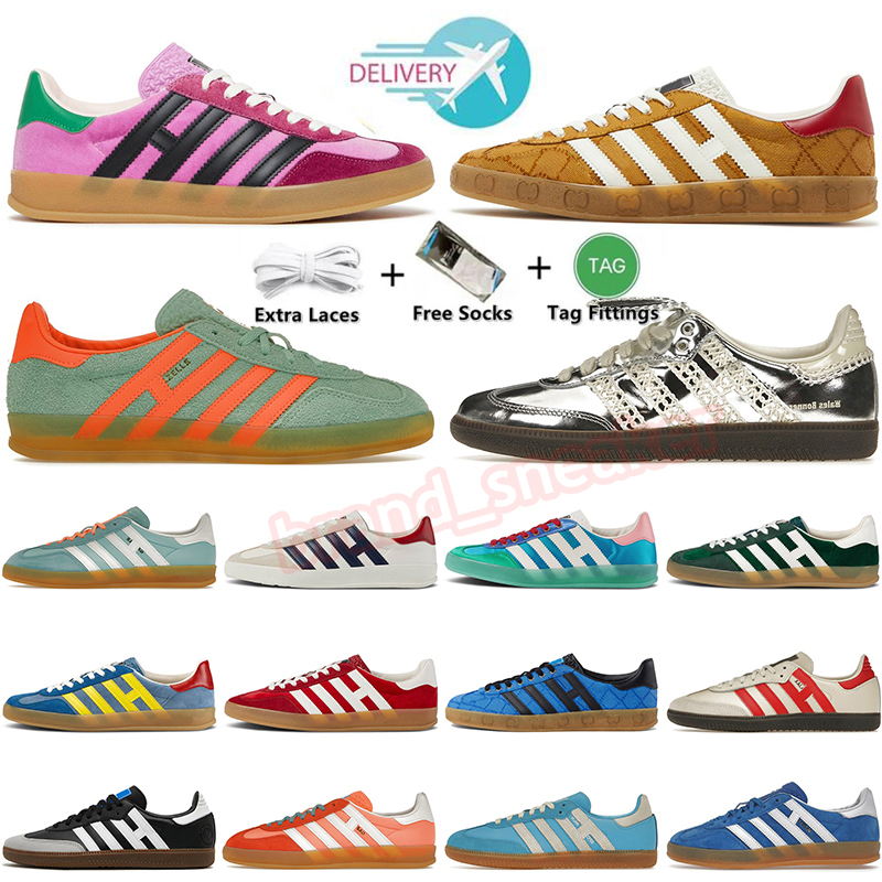 

Sambas Vegan Gazelle Casual Shoes Men Women Vegans Black White Gum Mens Pink Velvet Monogram Wales Bonner Original GG Red Trainers Platform Sports Sneakers, Airy blue
