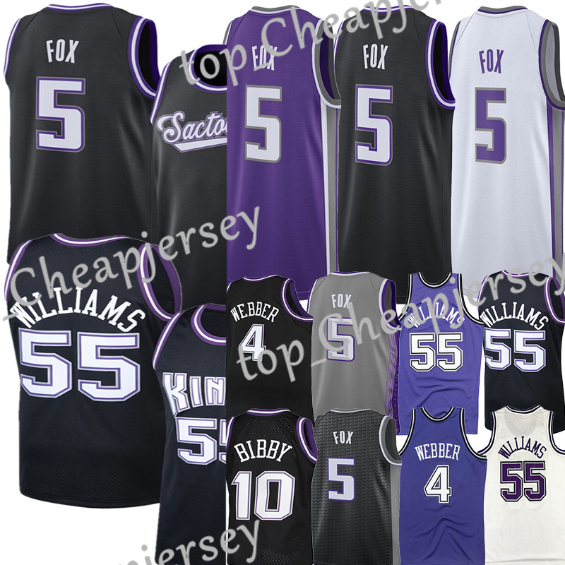 

#5 De'Aaron Fox Basketball Jersey 2023 City 0 Malik Monk 55 Jason Williams Chris Webber Mike Bibby Mens Shirts Vintage jerseys, Gray