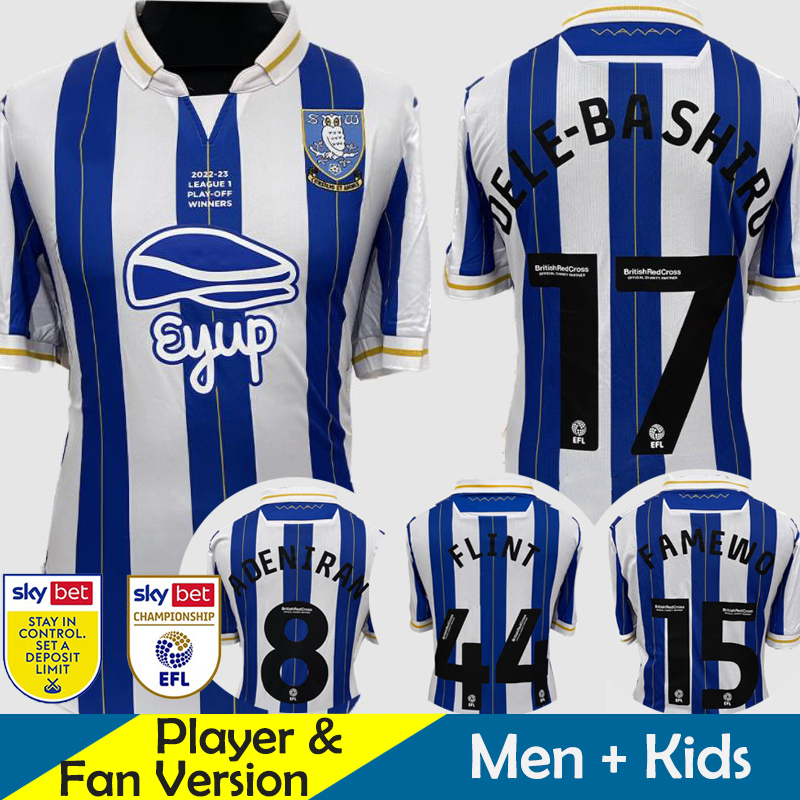 

23/24 ShEffIElD WedNEsDAy Soccer Jerseys Kids Kit 22/23 Player Version Training Home Away Third 2023 2024 Football Shirt Goalkeeper ADENIRAN FAMEWO DELE BASHIRU, 23-24 home efl patch