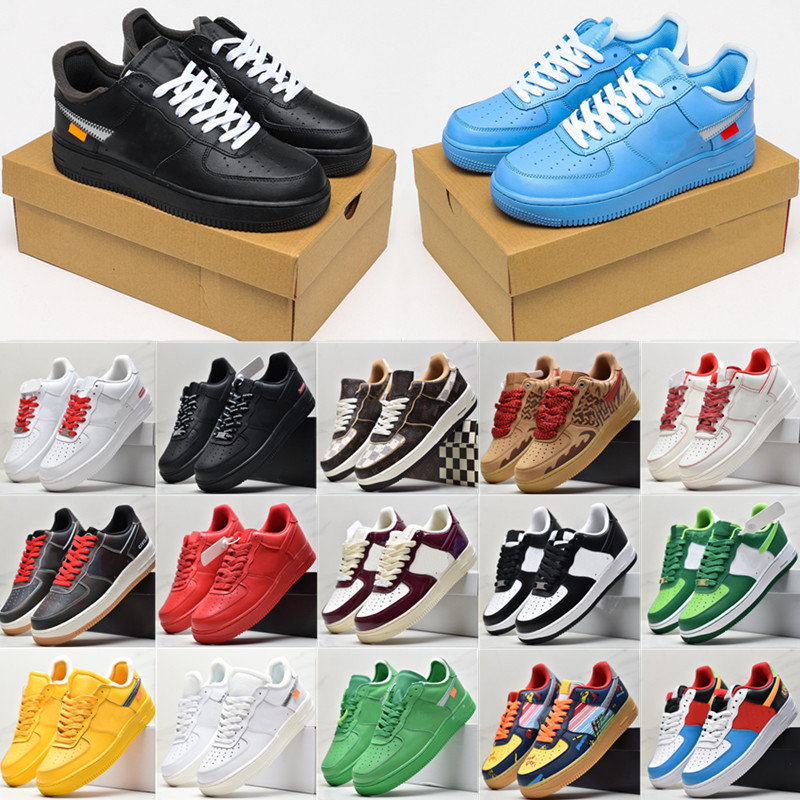 2023 New WHITE x 1 Low Forces MCA University Blue Chaussures de course pour hommes Designers de mode Sneakers air one des chaussures off shoes Av