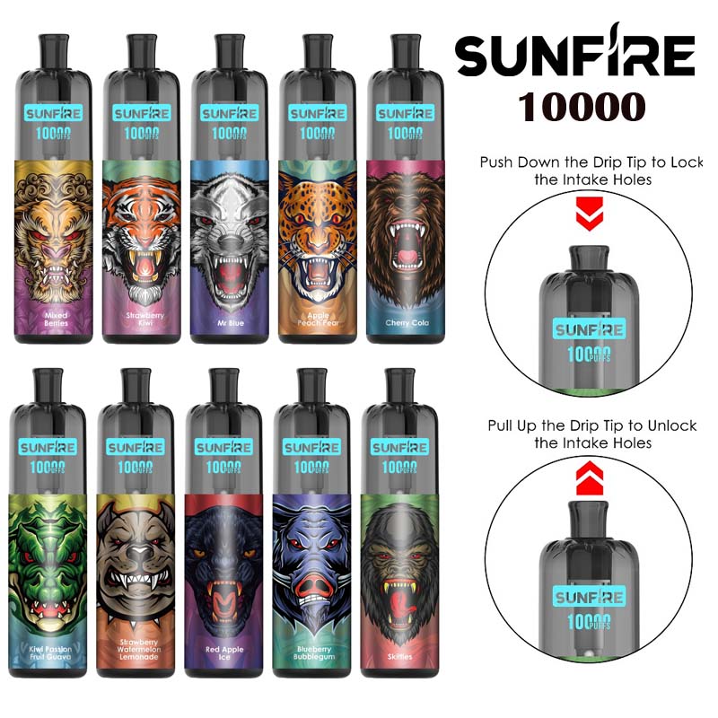 

Authentic Sunfire 10000 Puffs Disposable Vapes 20ml 850mAh Rechargeable Mesh Coil E Cigarette Device Leakproof Design 20mg 30mg 50mg for RandM 10K