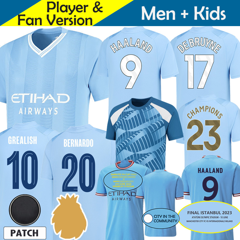 

MaNS CiTIeS 23 24 ManCHestERs Soccer Jersey FINAL ISTANBUL Kid Kit HAALAND DE BRUYNE FODEN GREALISH 2023 2024 Maillot de Foot Football Training Shirt Home Away 3rd Cup, 23-24 home