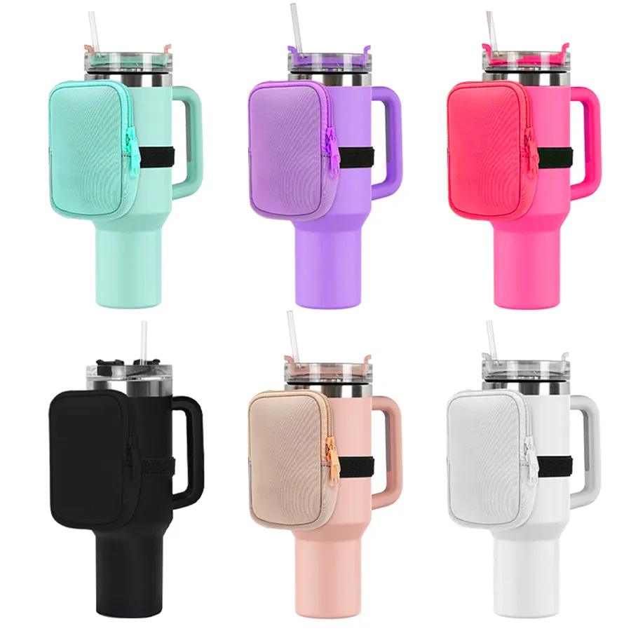 

New Sublimation Water Bottle Zipper Pouch Storage Sleeve for 40oz Tumbler Neoprene Water Bottle Holder Tumbler Carrier Bag Holder for Running Wholesale