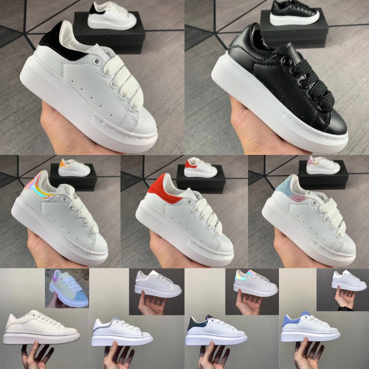 

Kids Shoes Boys Girls Leather Sneakers Toddler Black White Children Youth Outdoor Platform Oversized Espadrilles Luxury Flats Casual Trainers Red Blue Shock Pink, Without box